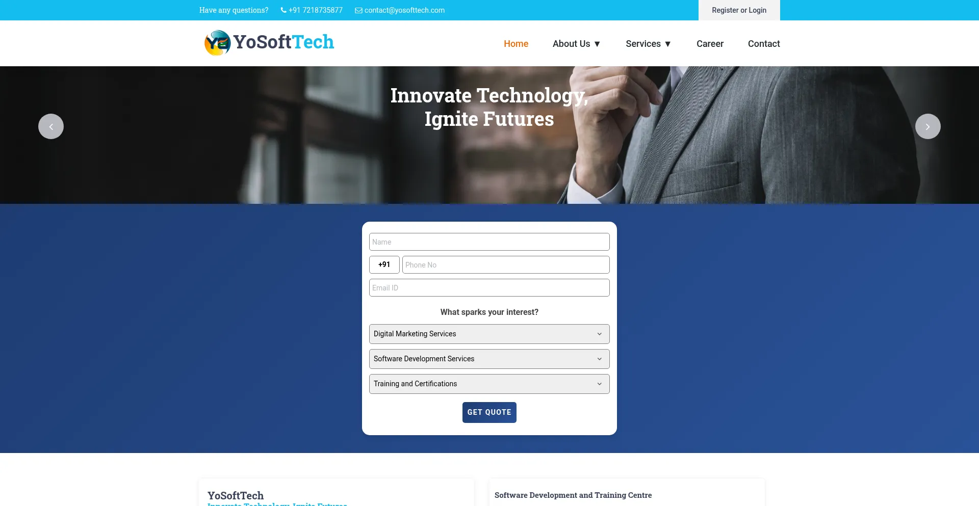 Website screenshot of Yosofttech.com
