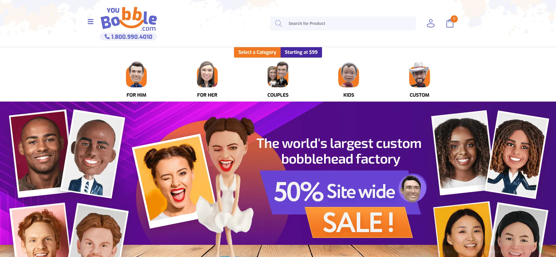Website screenshot of Youbobble.com