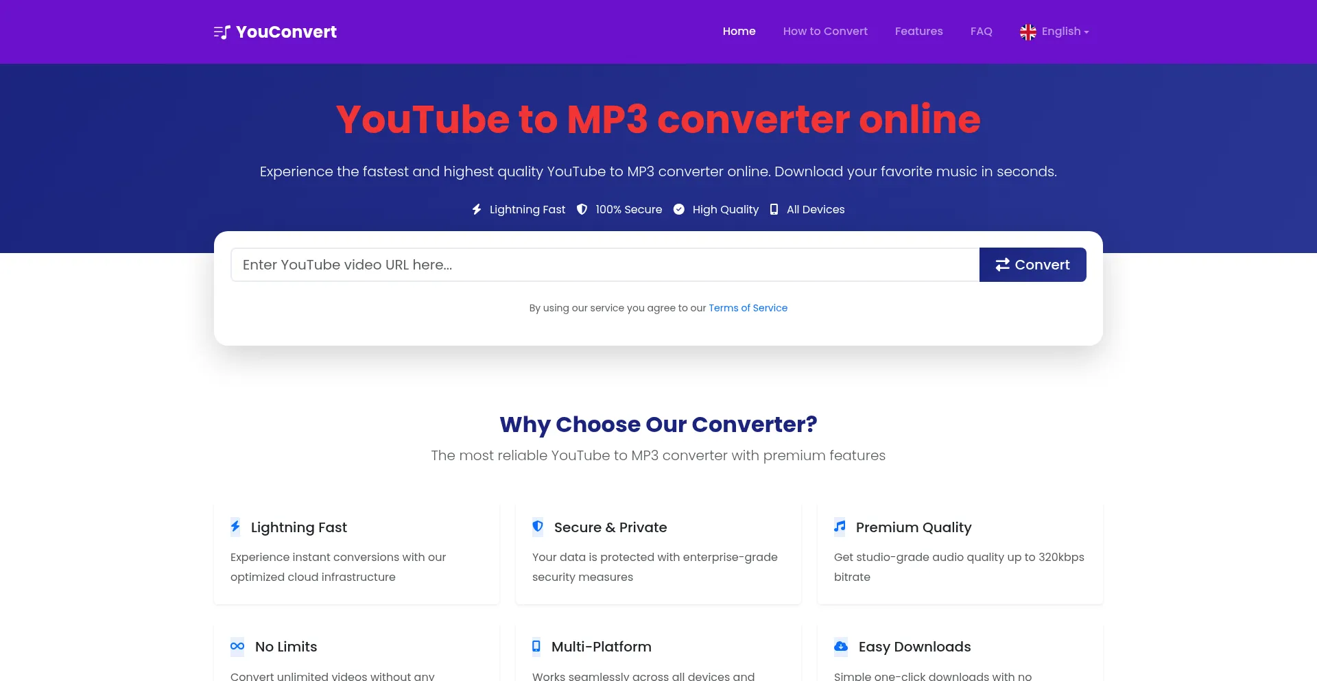 Website screenshot of Youconvert.org