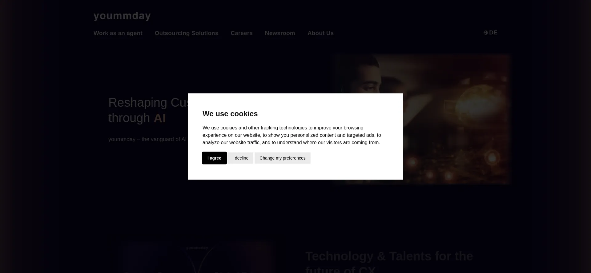 Website screenshot of Yoummday.com