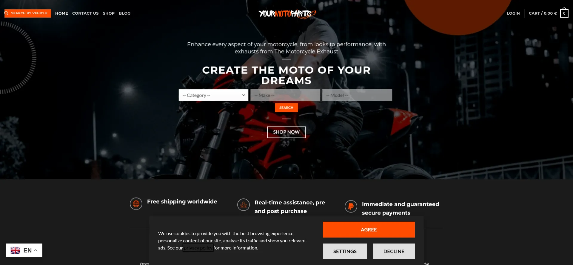 Website screenshot of Yourmotoparts.com