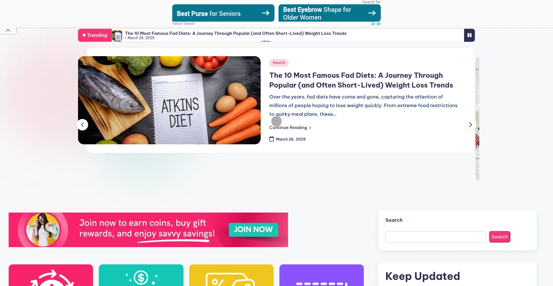 Website screenshot of Yoursavvypurse.com