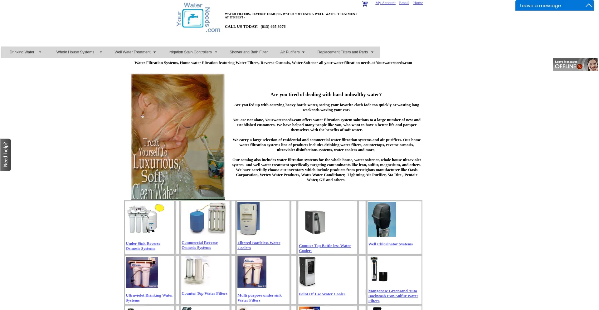 Website screenshot of Yourwaterneeds.com