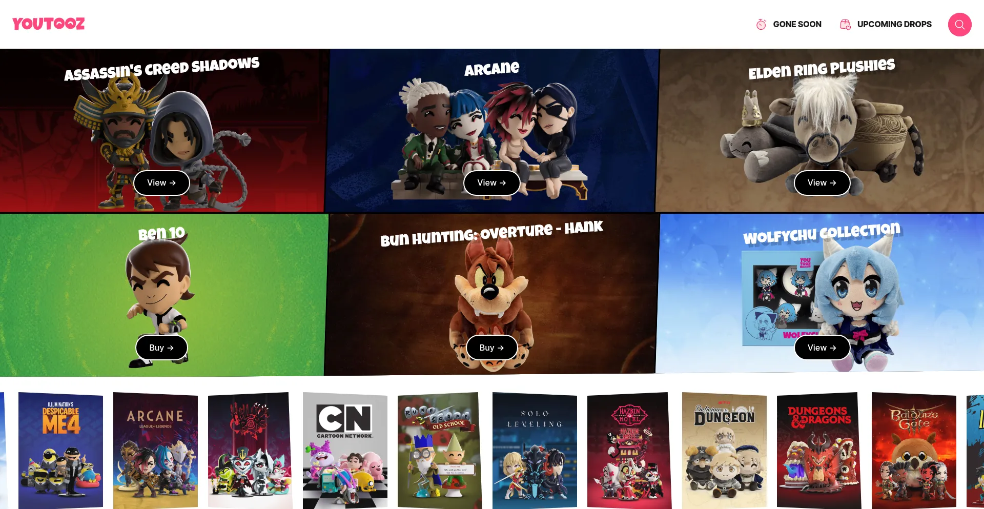 Website screenshot of Youtooz.com