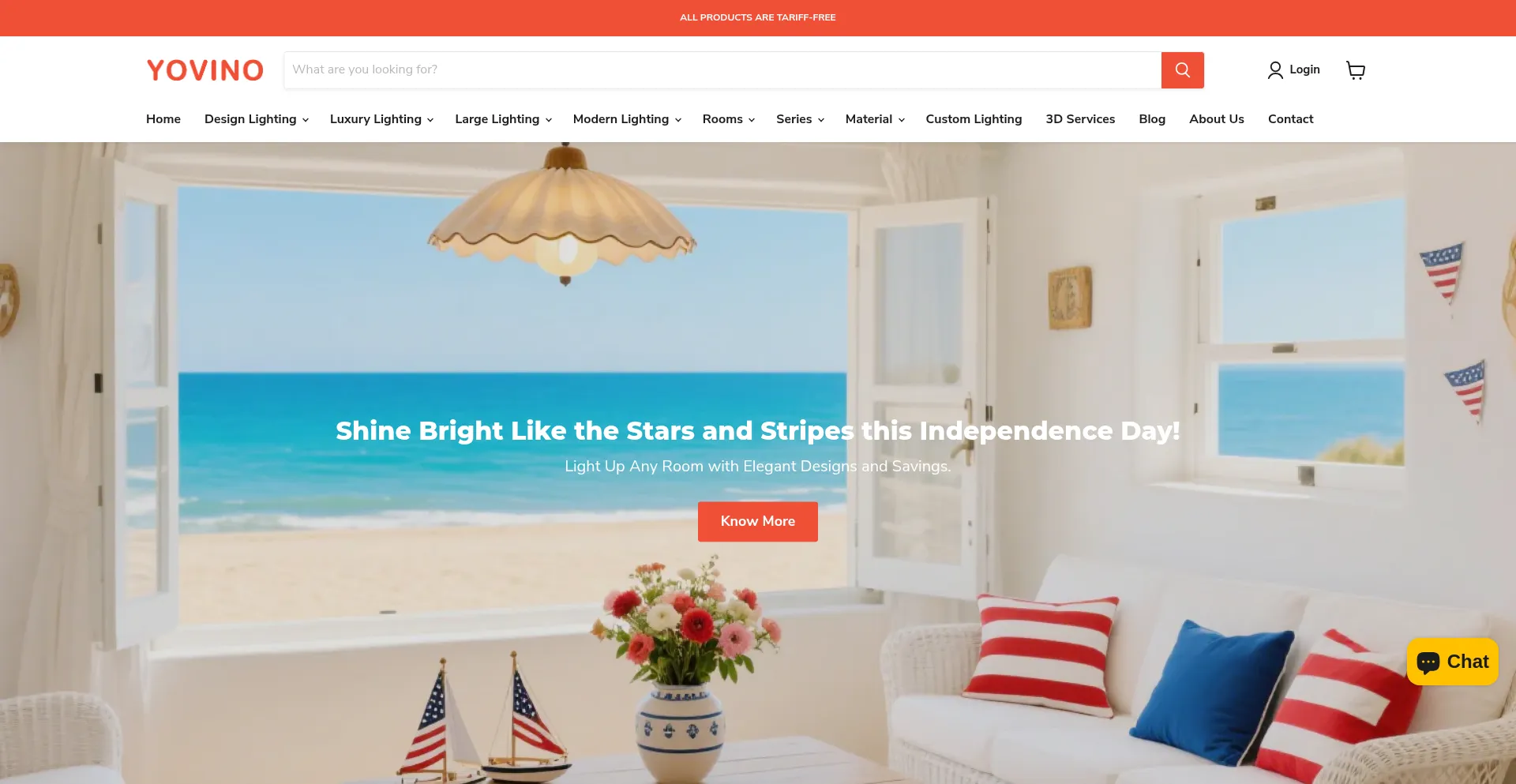 Website screenshot of Yovinolights.com