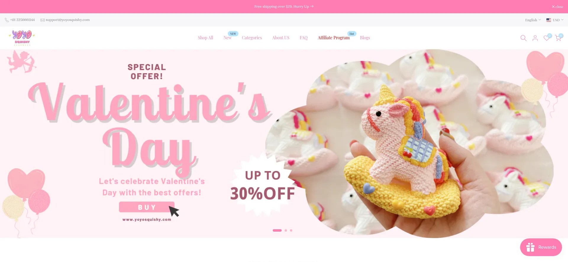 Website screenshot of Yoyosquishy.com