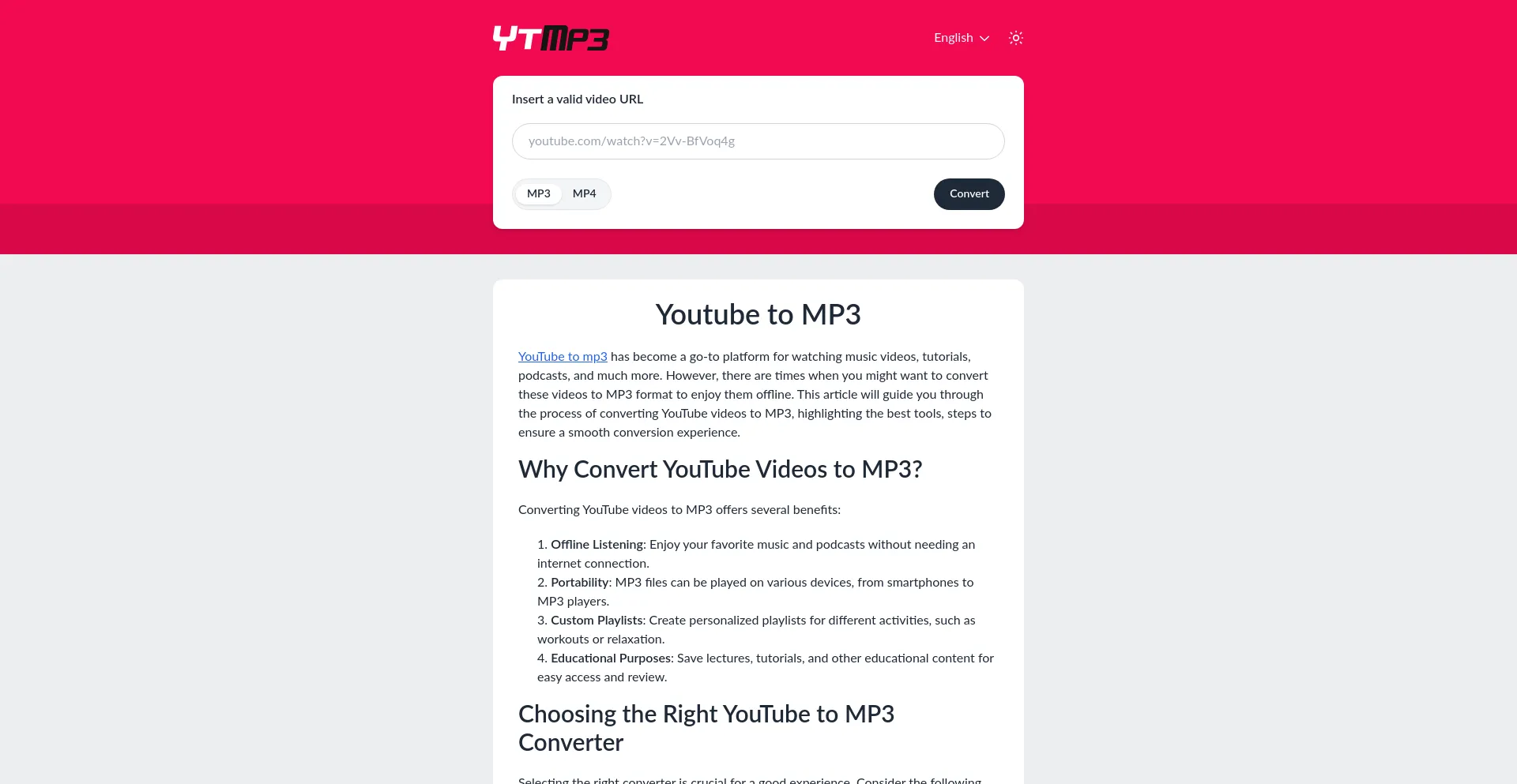 Website screenshot of Ytmp3.co.ke