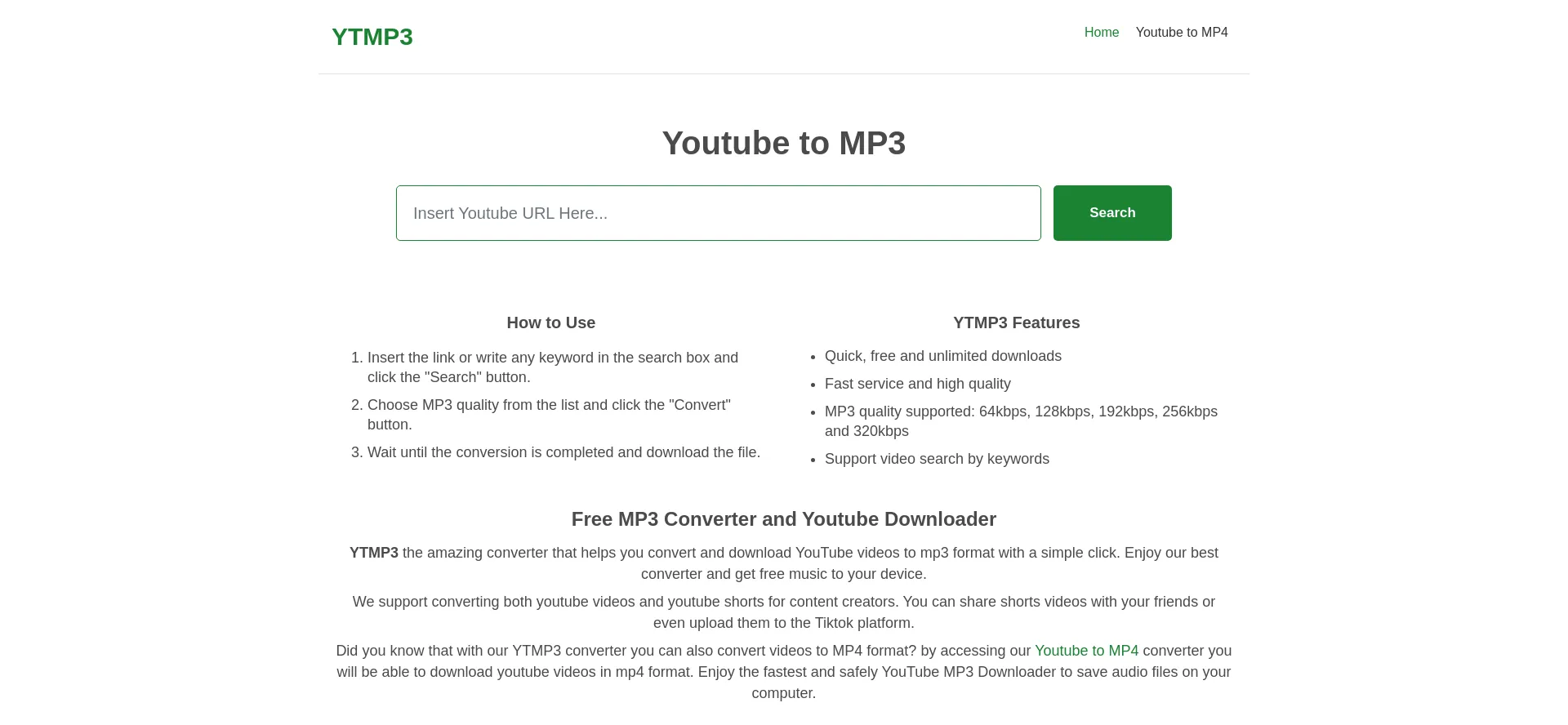 Website screenshot of Ytmp3.media