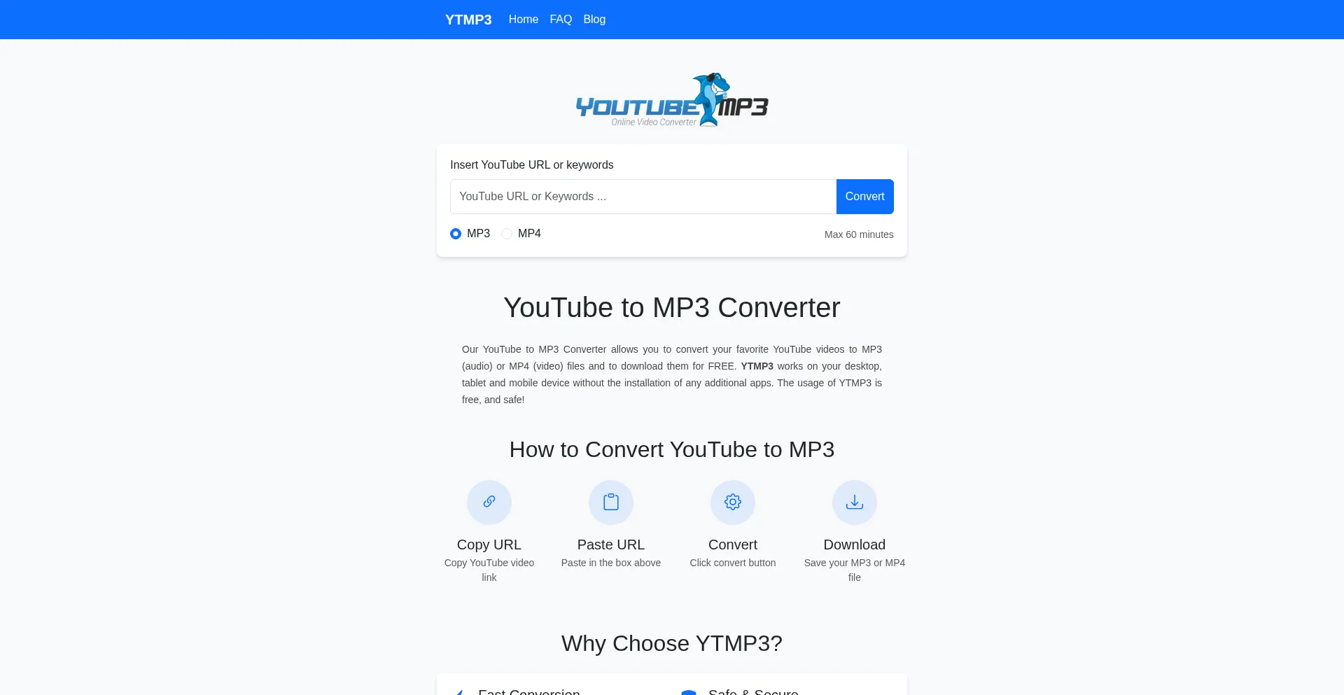 Website screenshot of Ytmp3pc.com