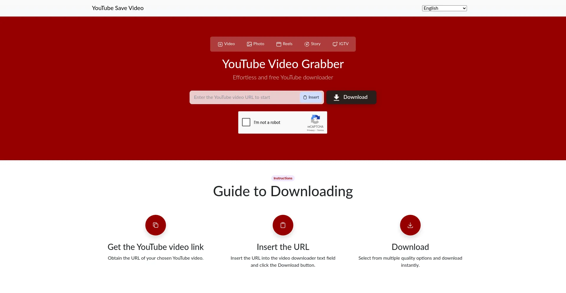 Website screenshot of Ytsave.app