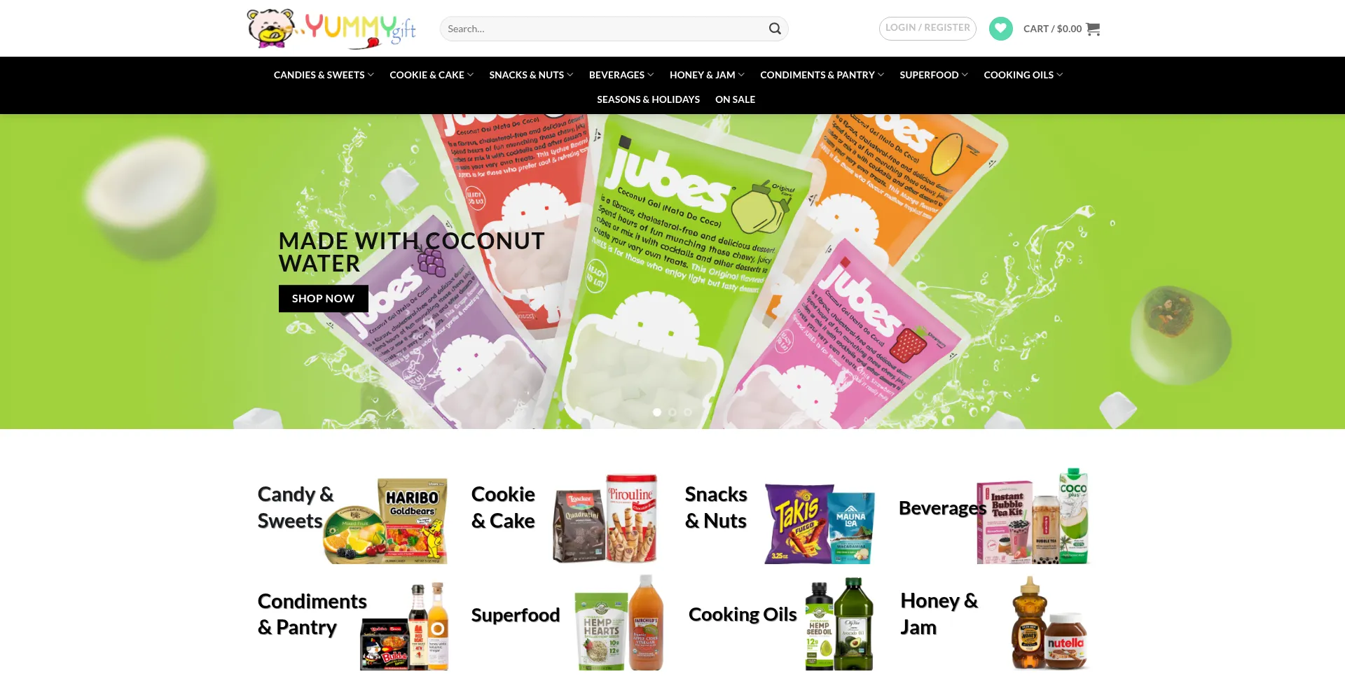 Website screenshot of Yummygift.com