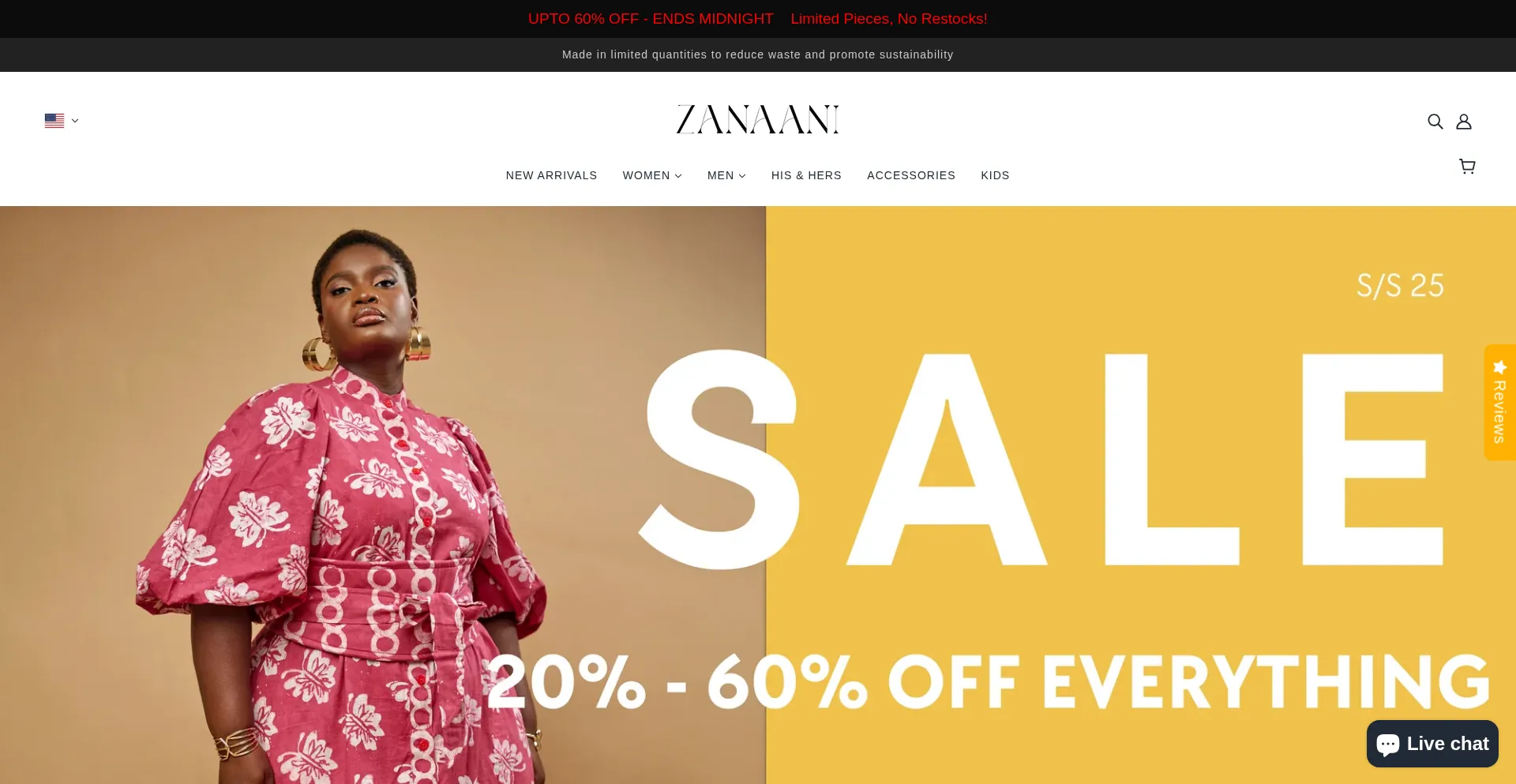 Website screenshot of Zanaani.com
