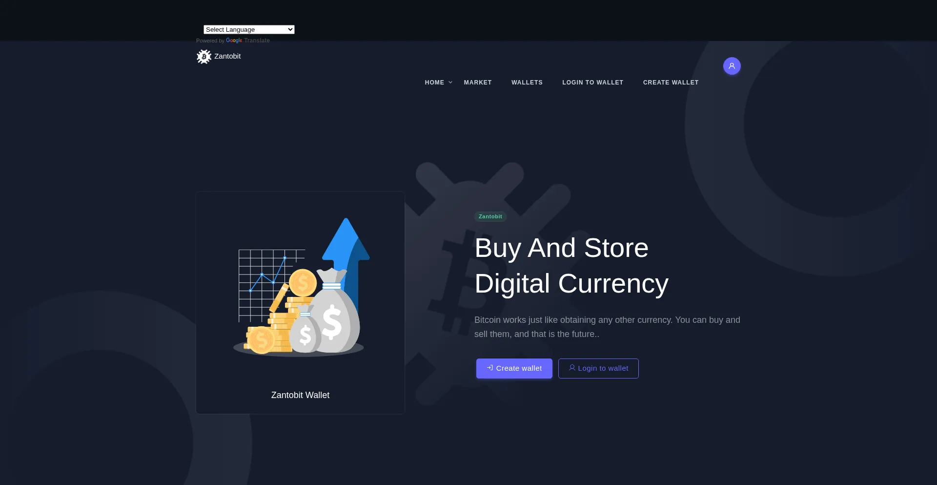 Website screenshot of Zantobit.com