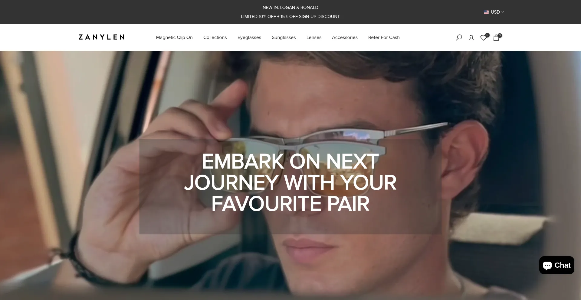 Website screenshot of Zanylenoptical.com
