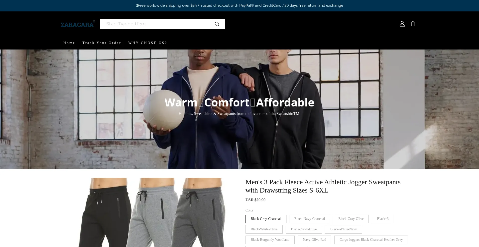 Website screenshot of Zaracara.com
