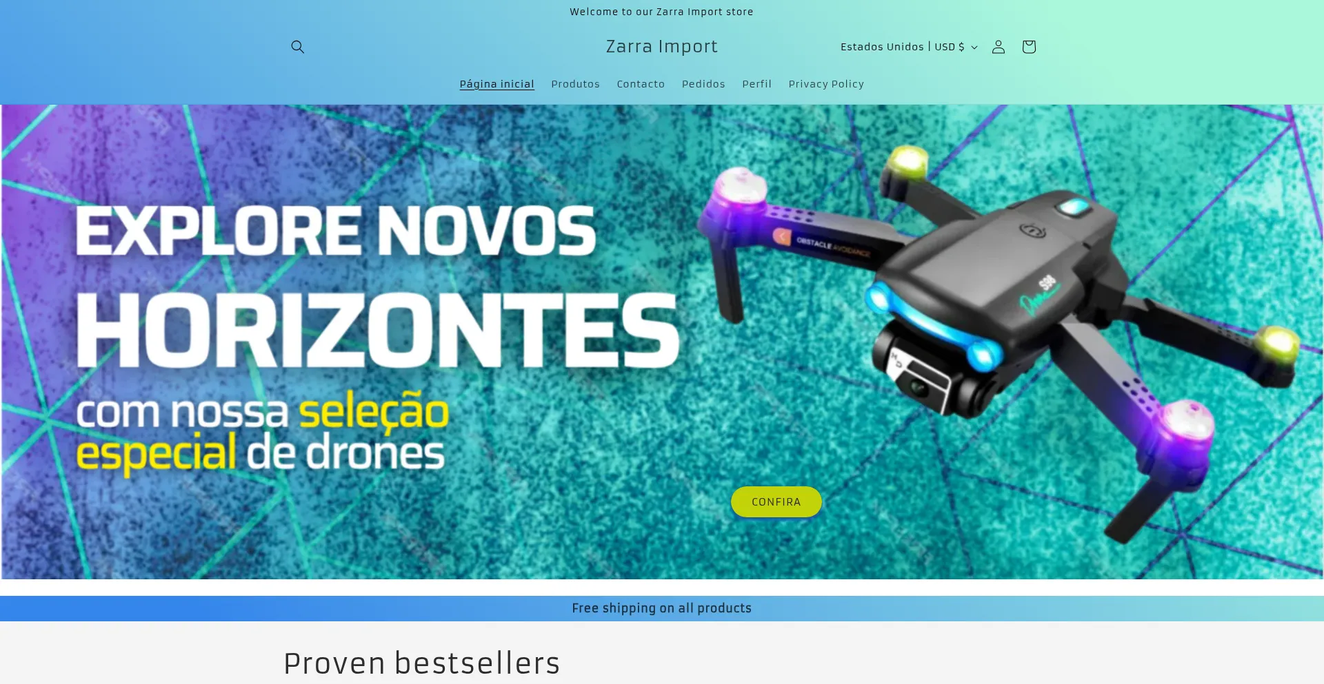 Website screenshot of Zarraimport.com