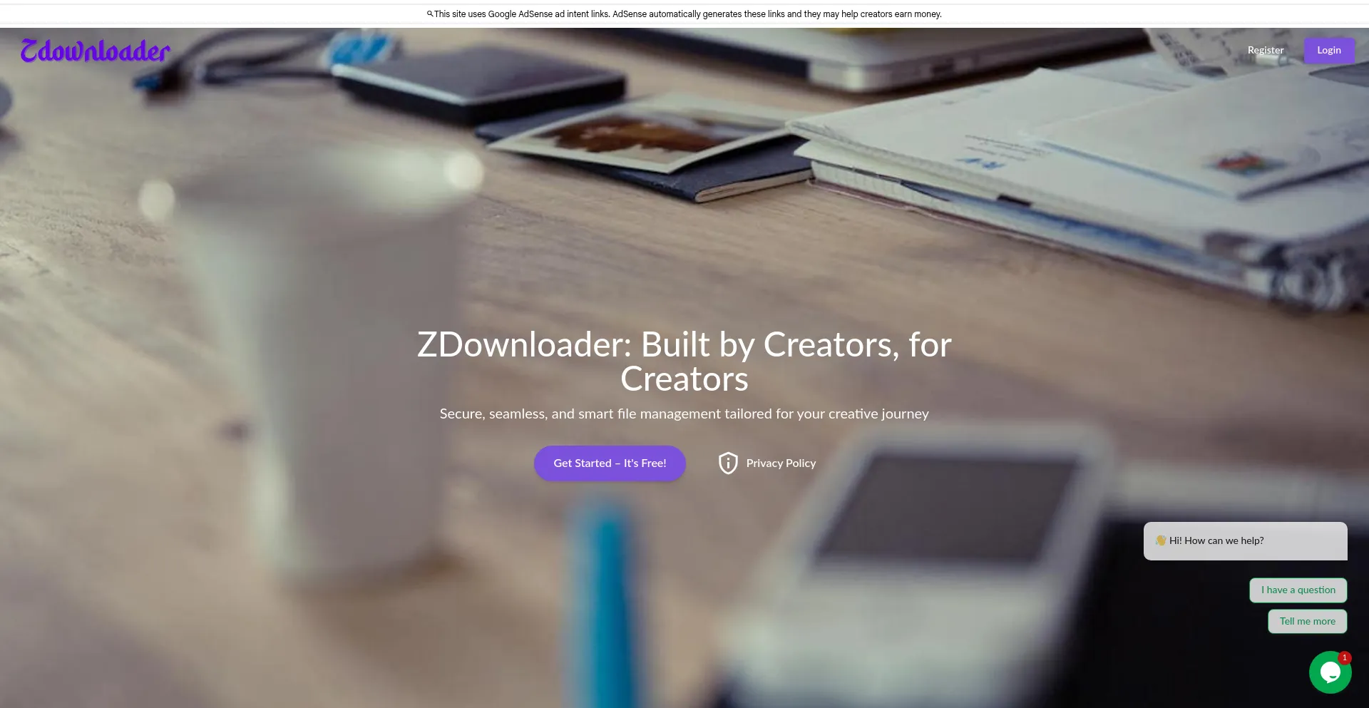 Website screenshot of Zdownloader.com