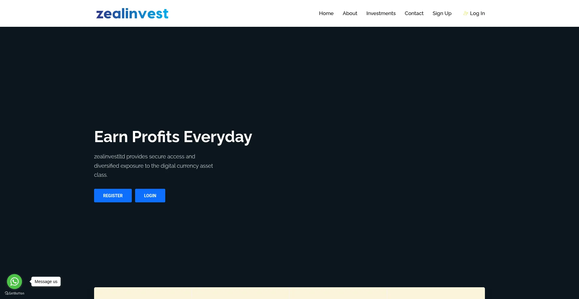 Website screenshot of Zealinvestltd.com