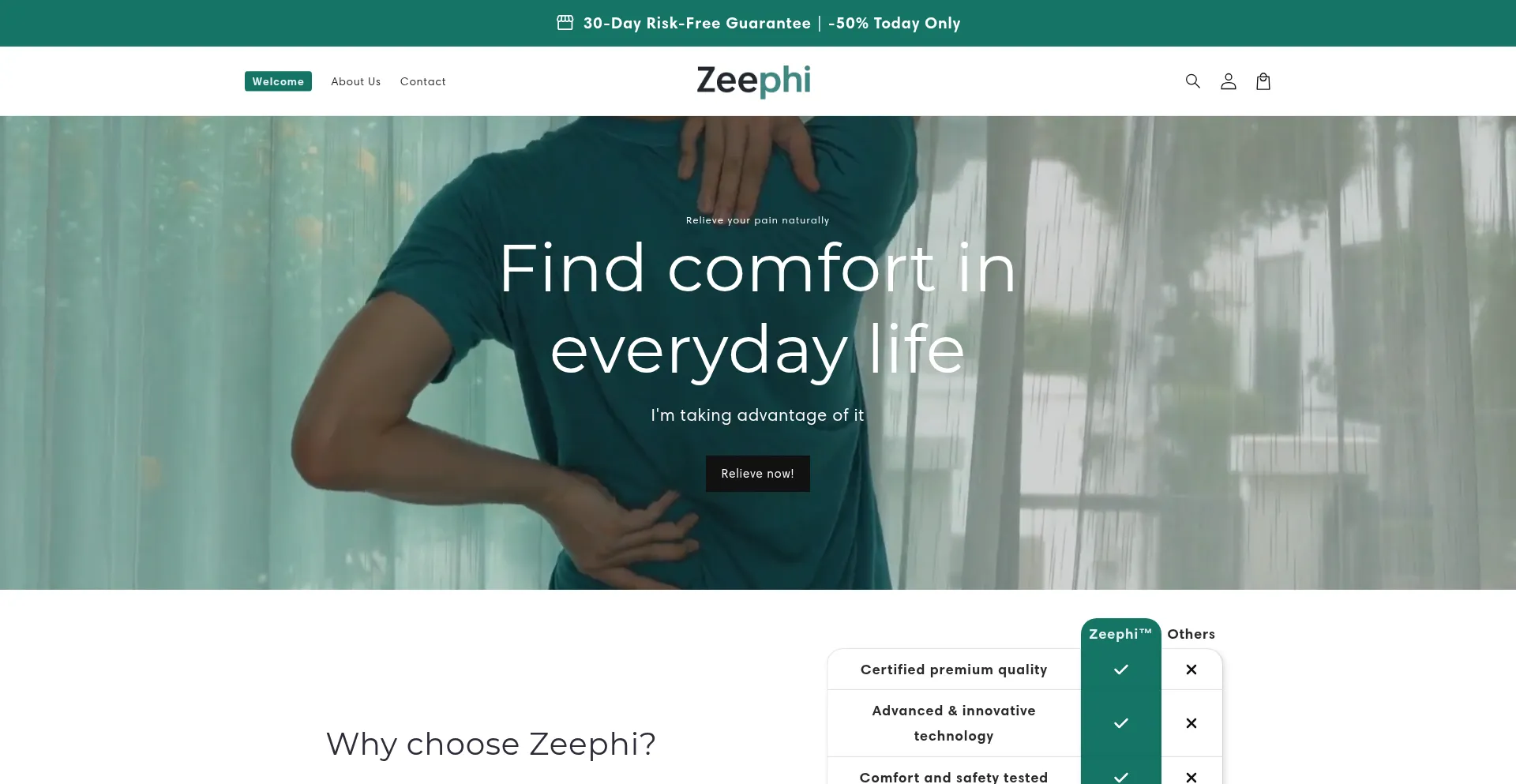 Website screenshot of Zeephi.com