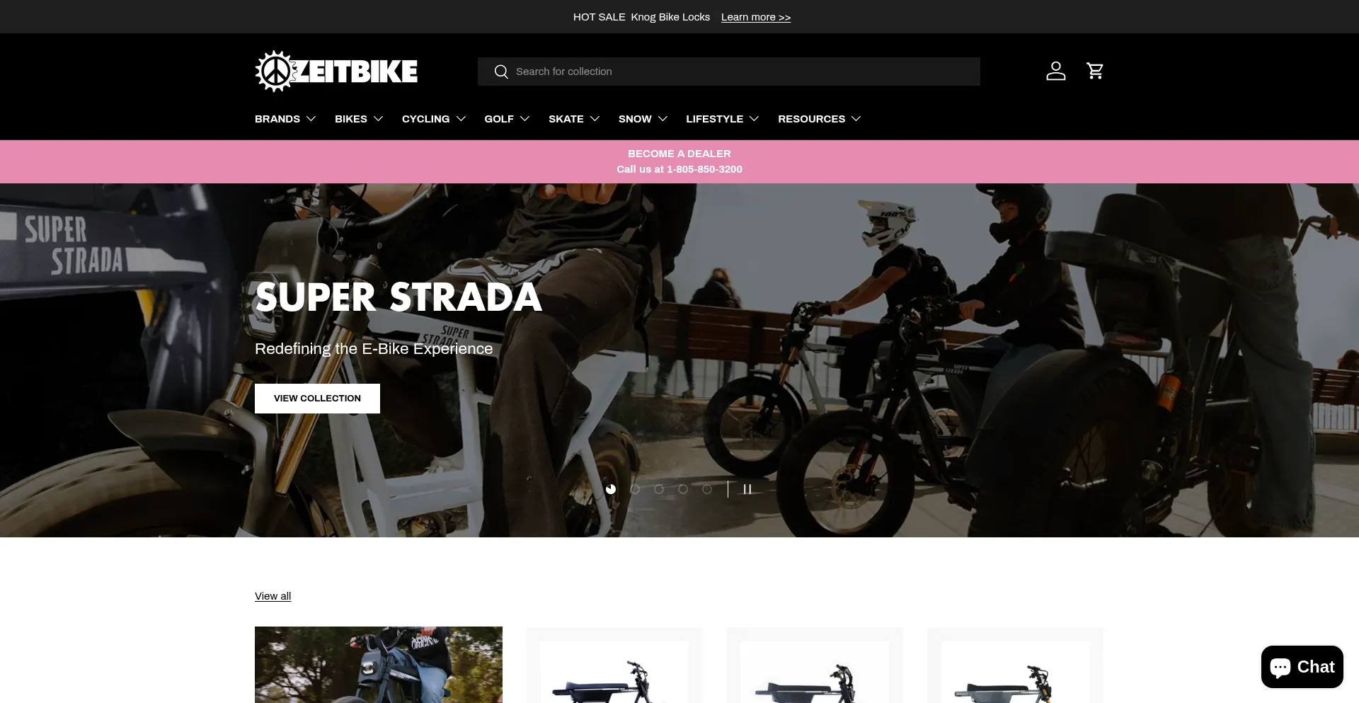 Website screenshot of Zeitbike.com