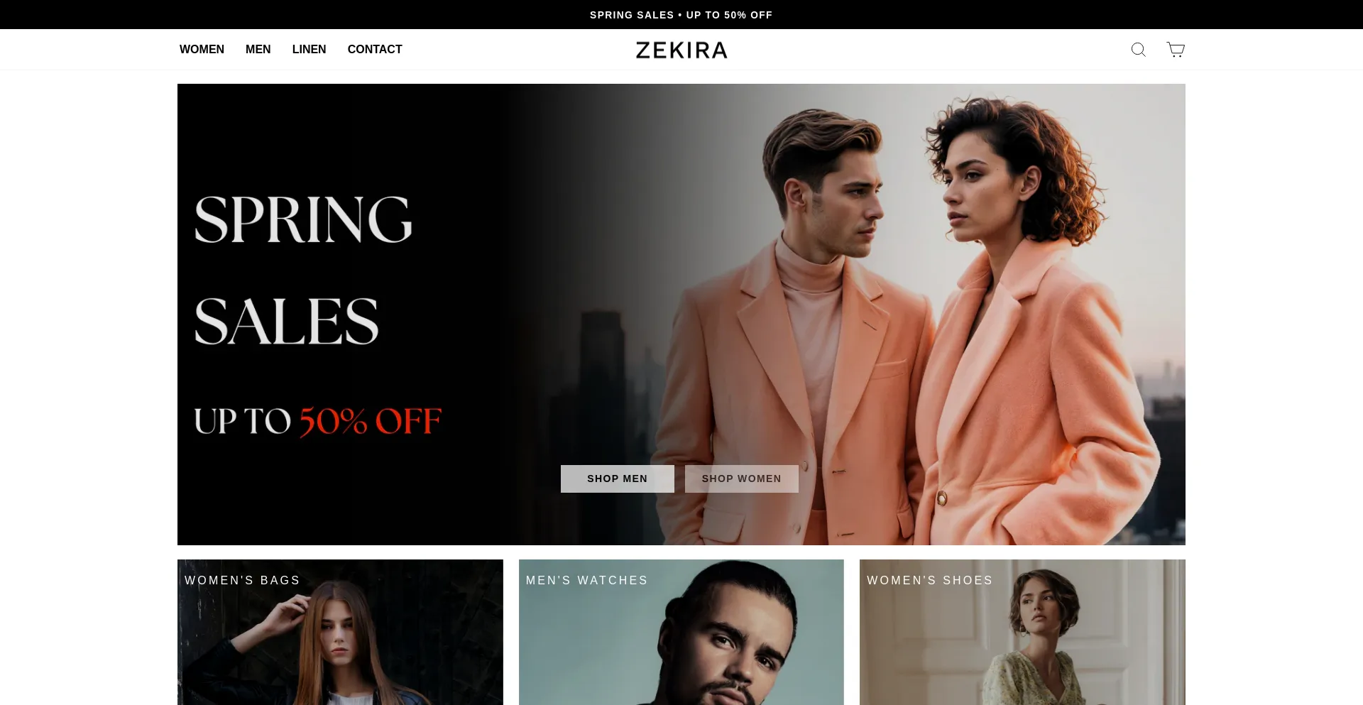 Website screenshot of Zekira.com