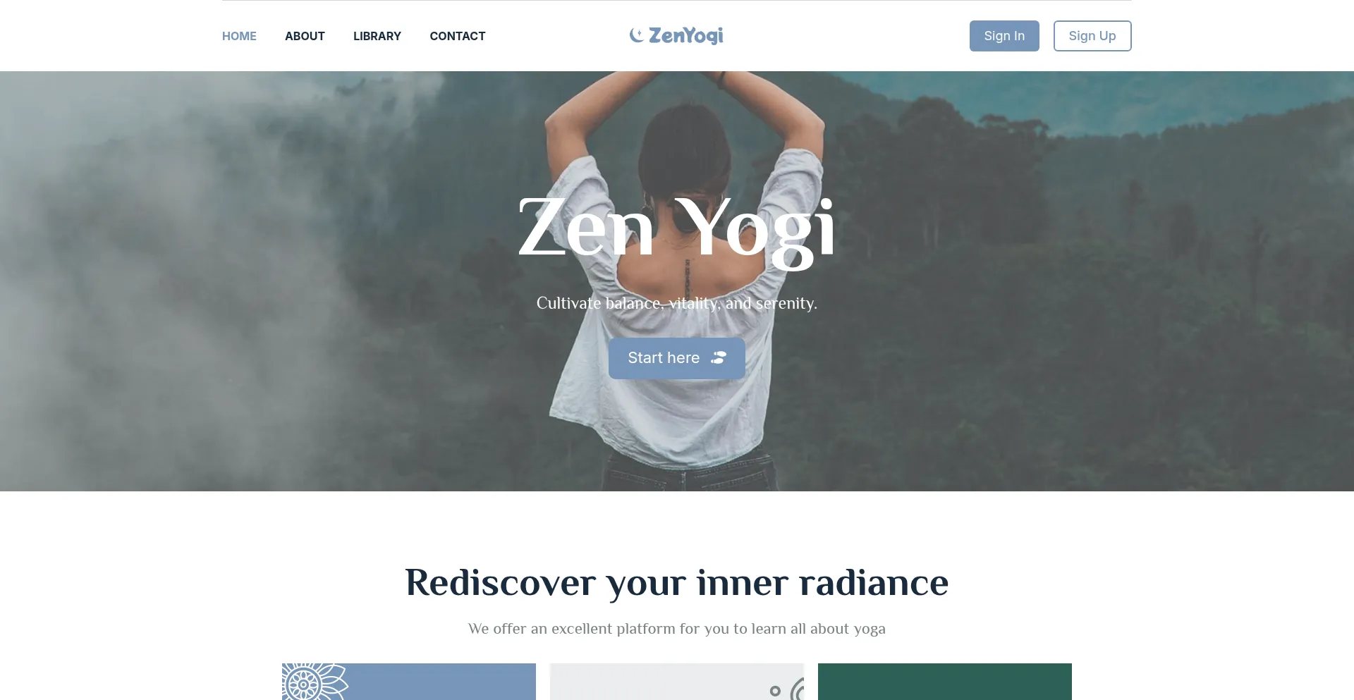 Website screenshot of Zen-yogi.co