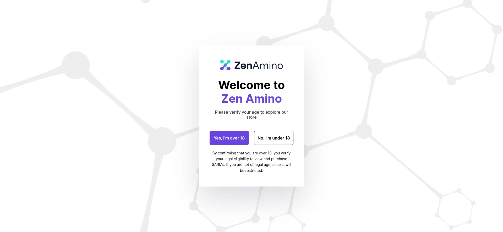 Website screenshot of Zenamino.com
