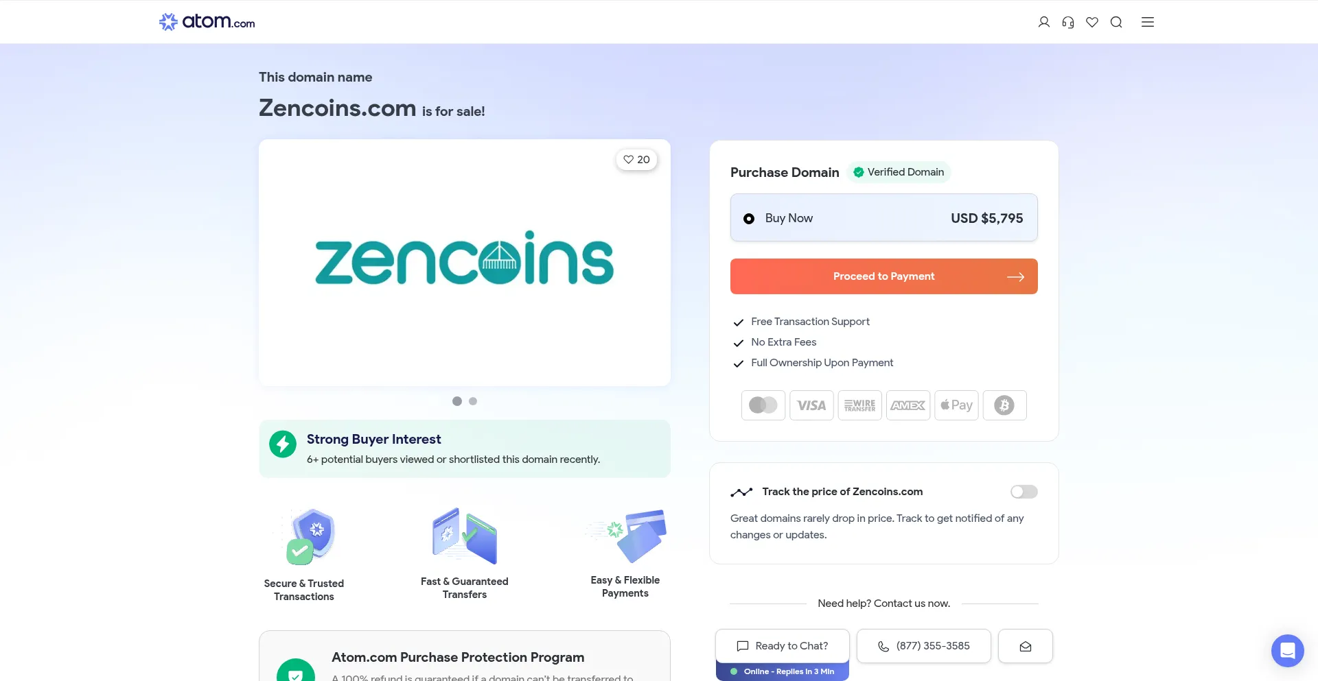 Website screenshot of Zencoins.com