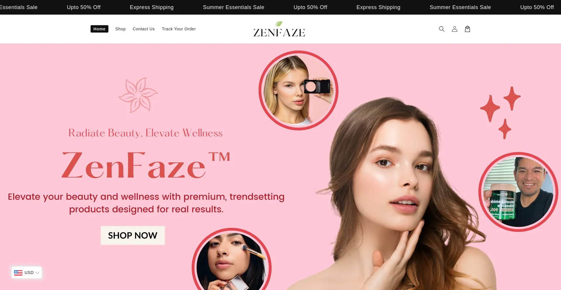 Website screenshot of Zenfaze.com