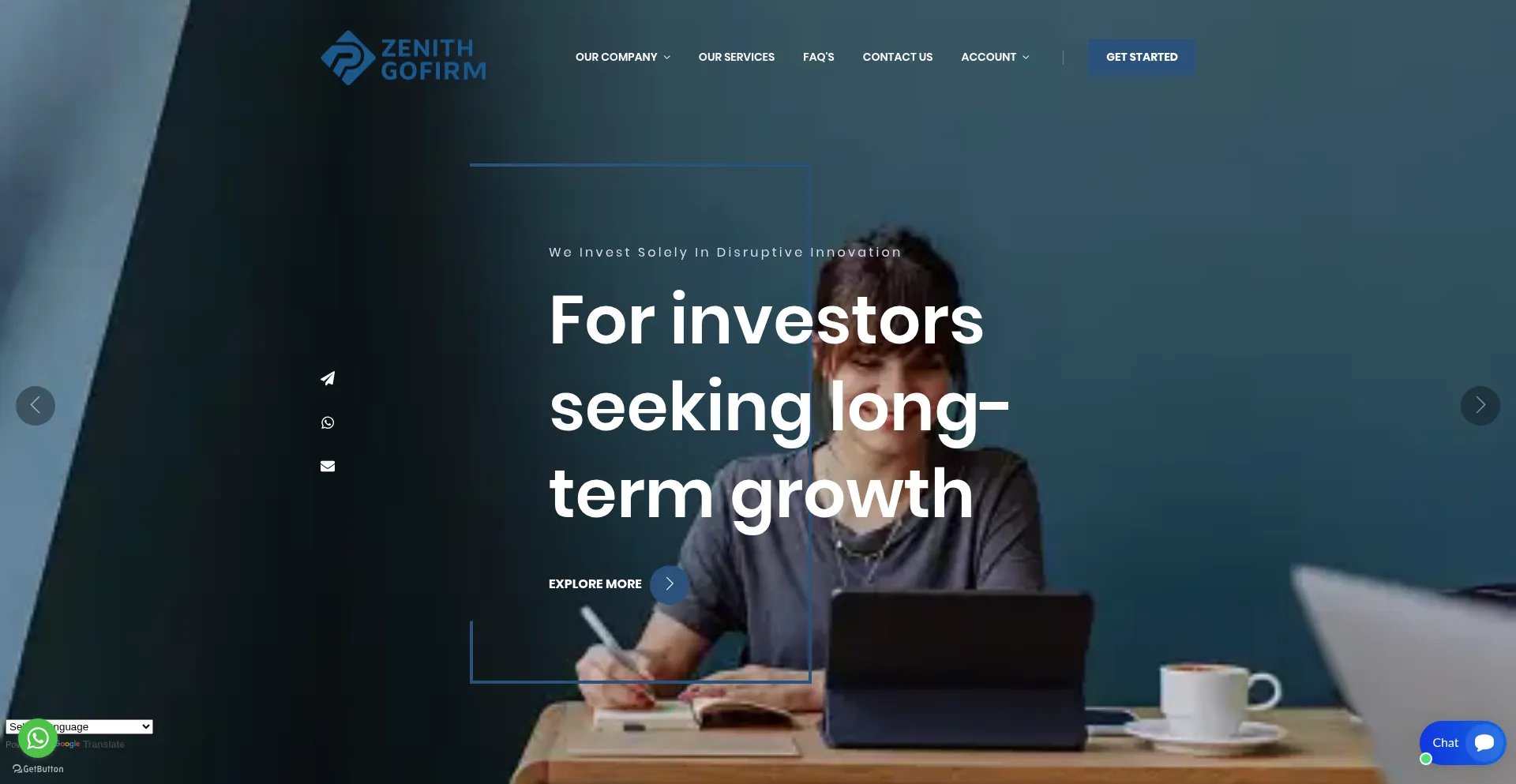 Website screenshot of Zenithgofirm.com