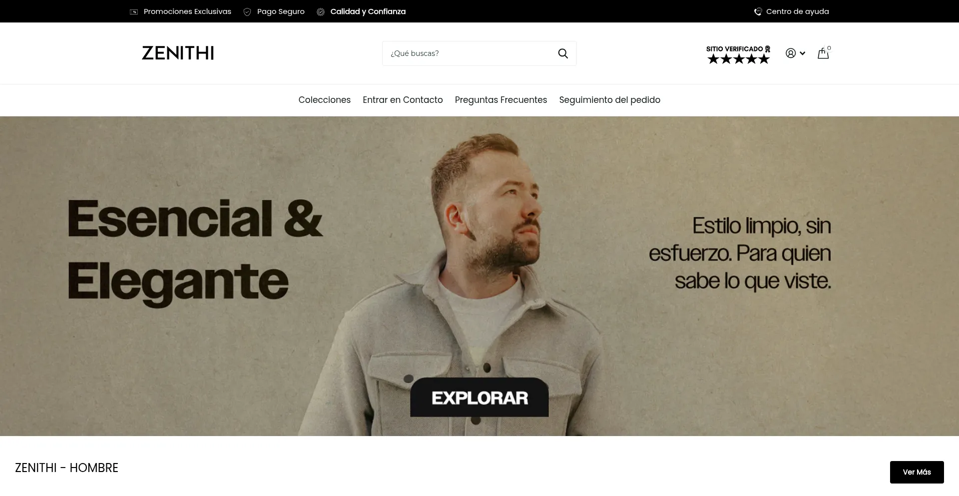 Website screenshot of Zenithi-tienda.com