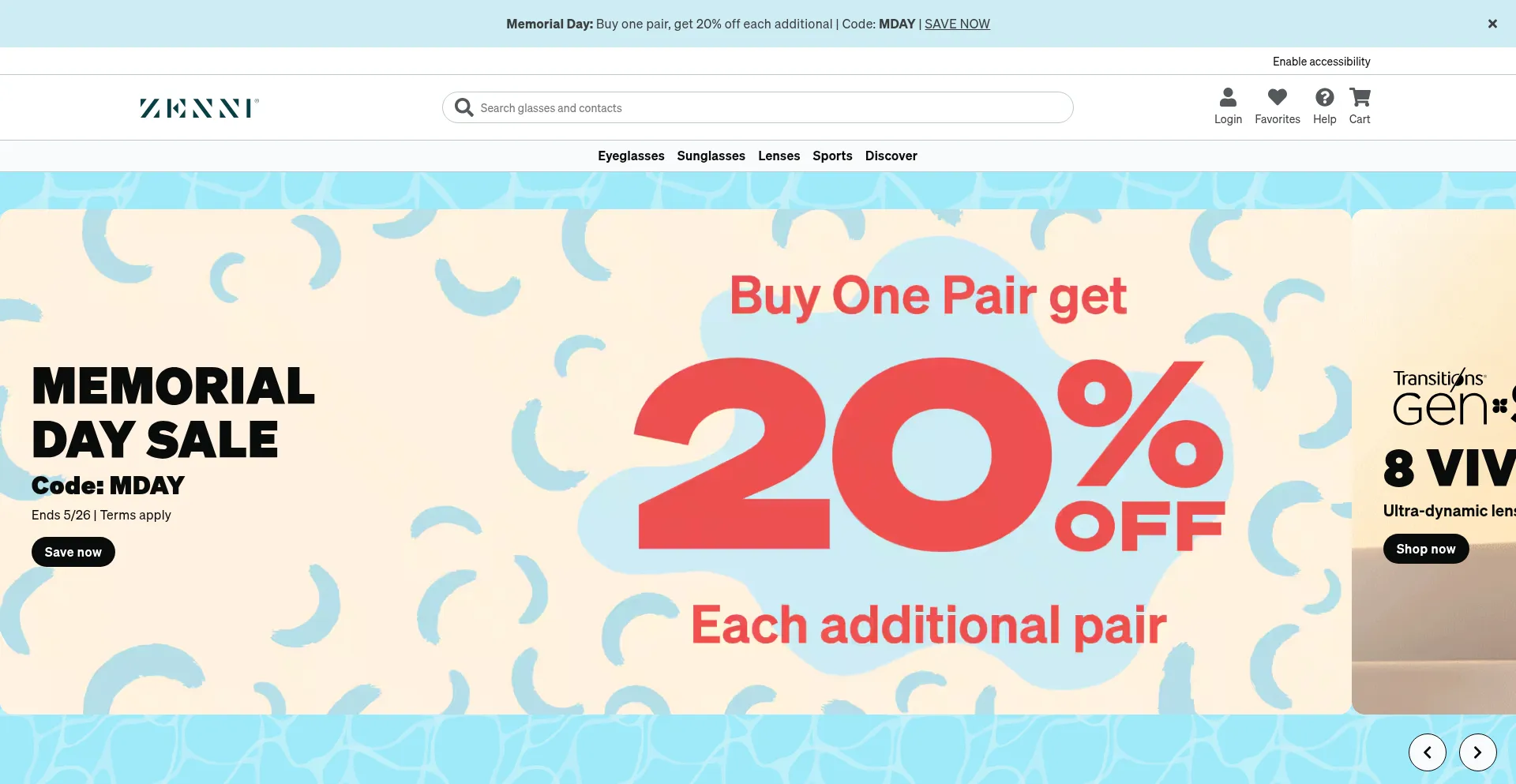 Zennioptical.com Screenshot
