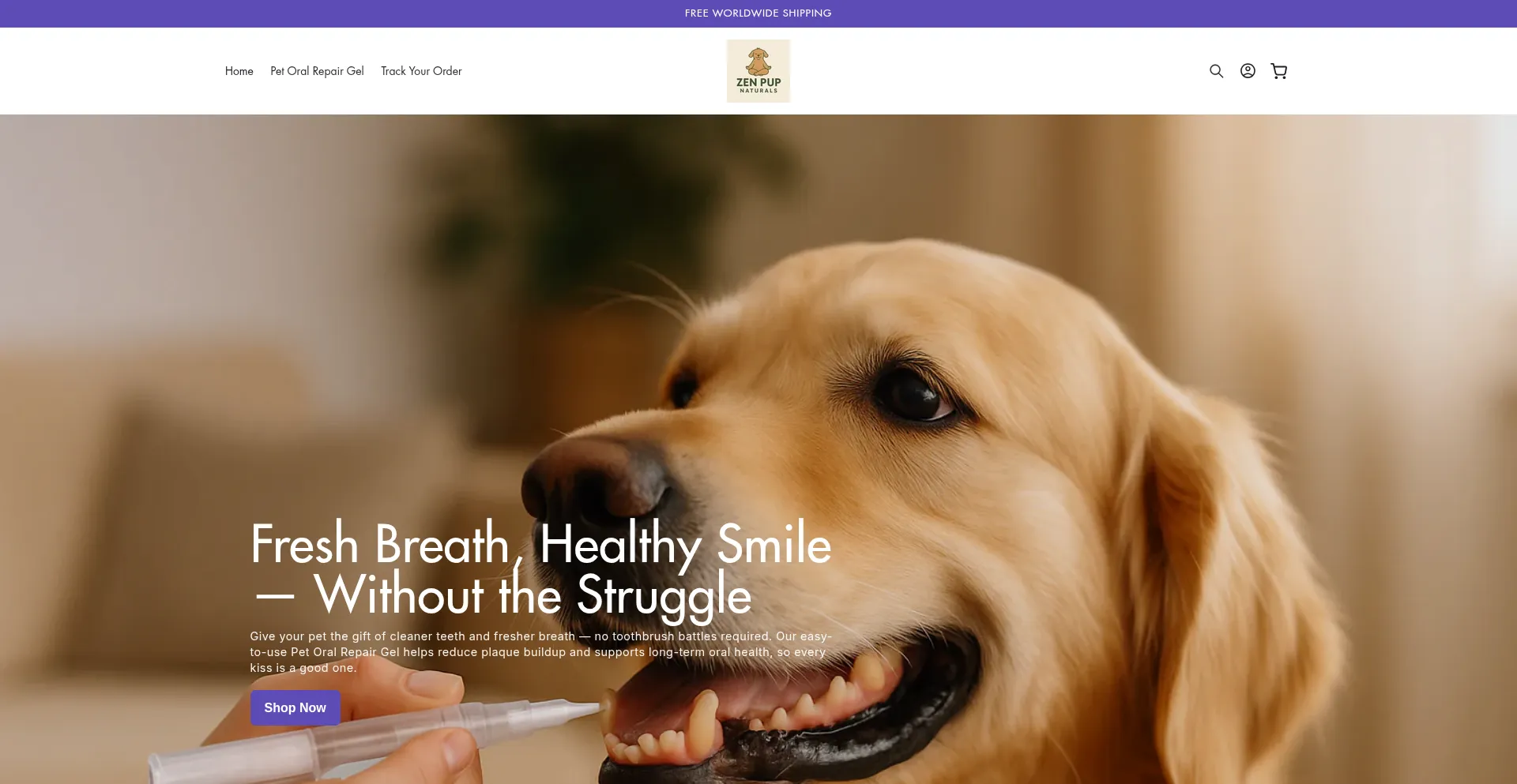 Website screenshot of Zenpupnaturals.com