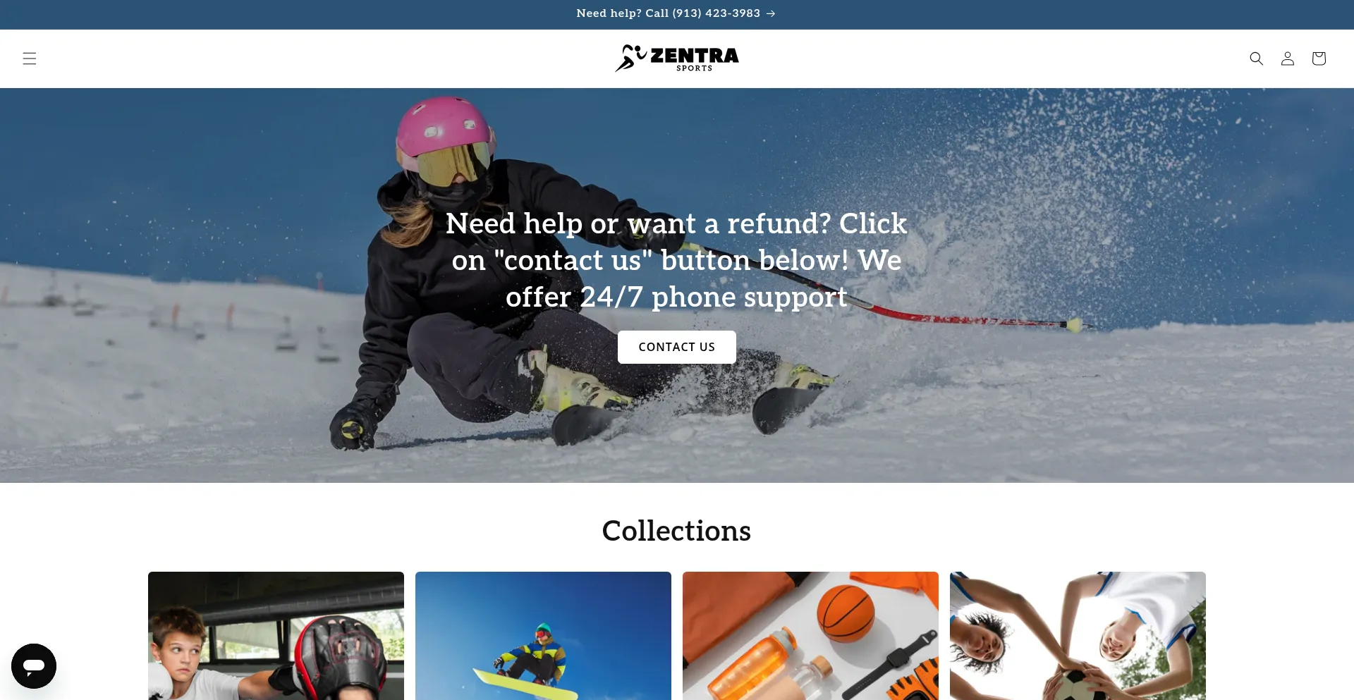 Website screenshot of Zentrasport.com