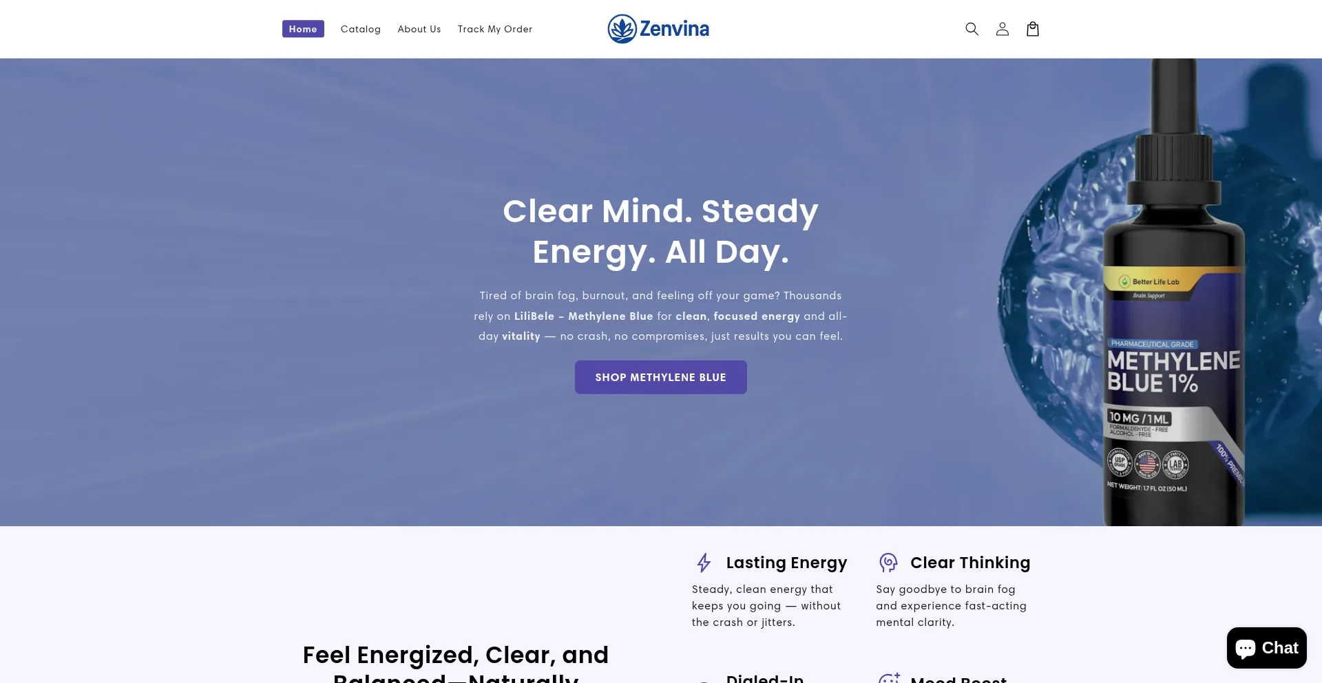 Website screenshot of Zenvina.com
