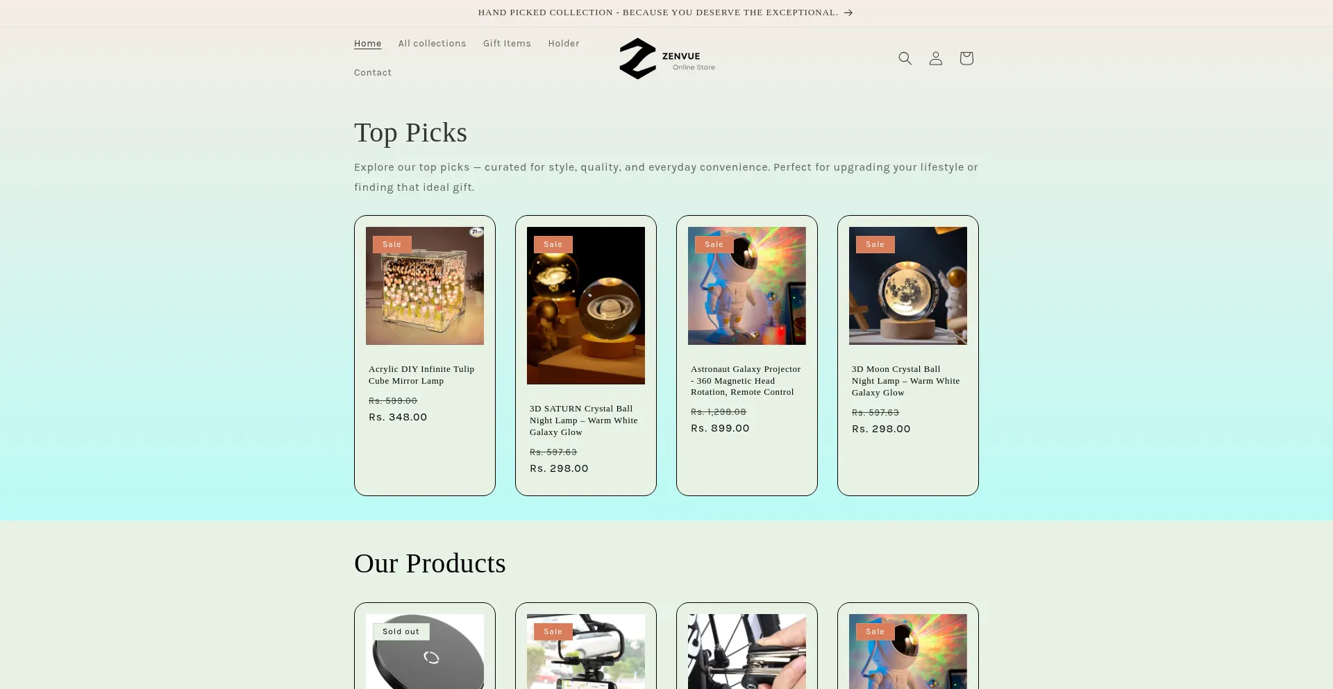 Website screenshot of Zenvue.store