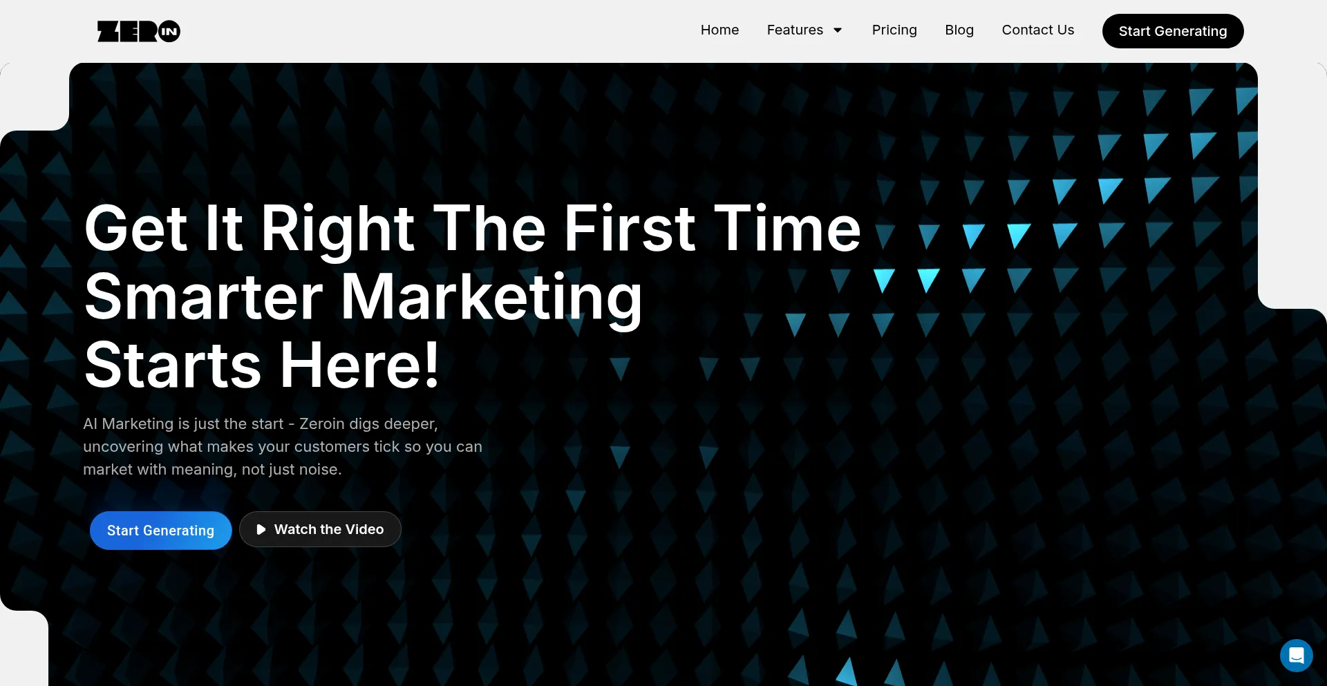 Website screenshot of Zeroinai.com