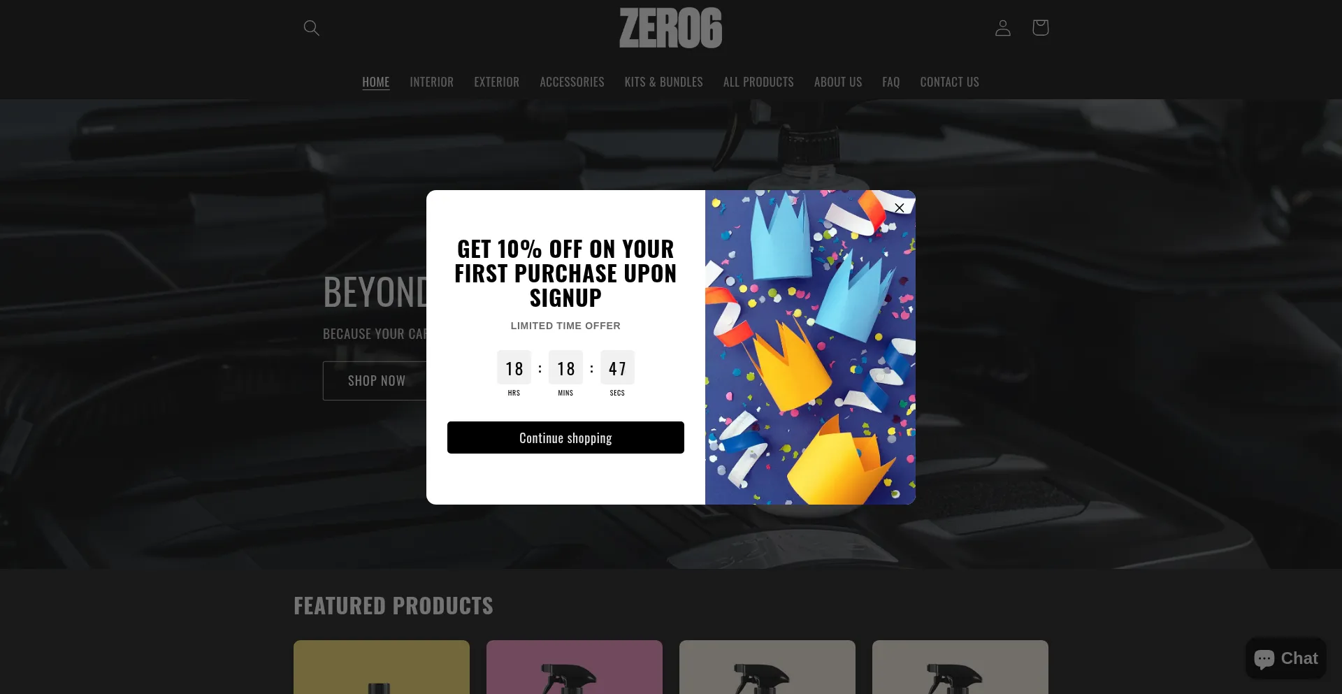 Website screenshot of Zerosixchemicals.com