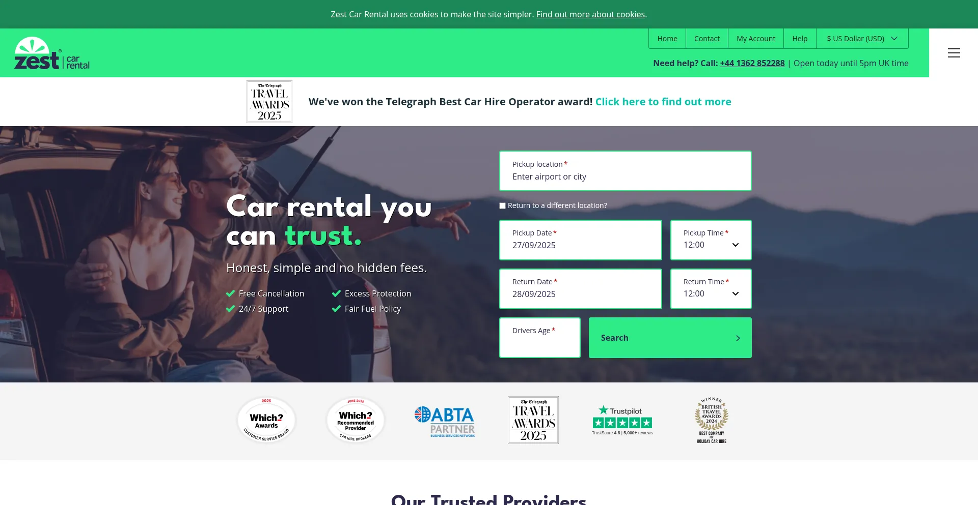 Zestcarrental.com Screenshot