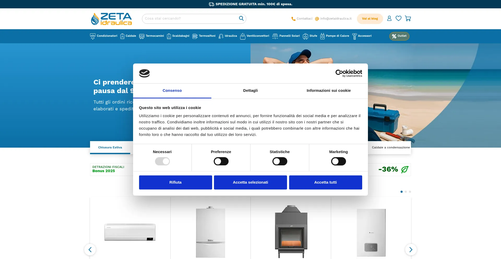 Website screenshot of Zetaidraulica.it