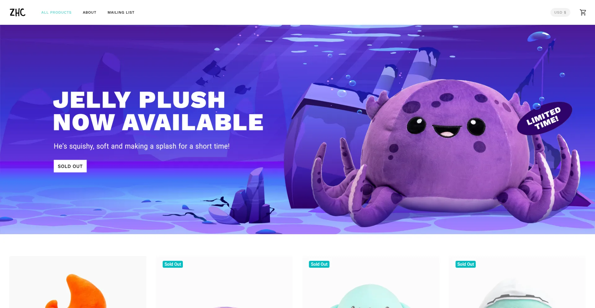 Website screenshot of Zhcstore.com