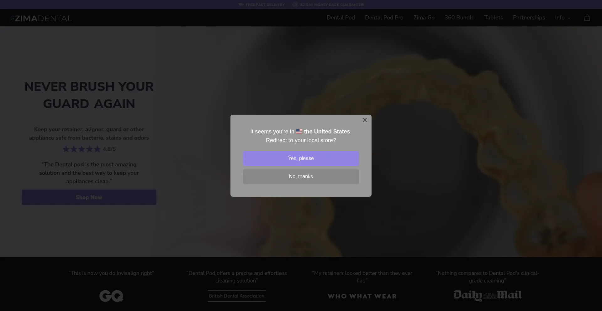Website screenshot of Zimadental.com.au