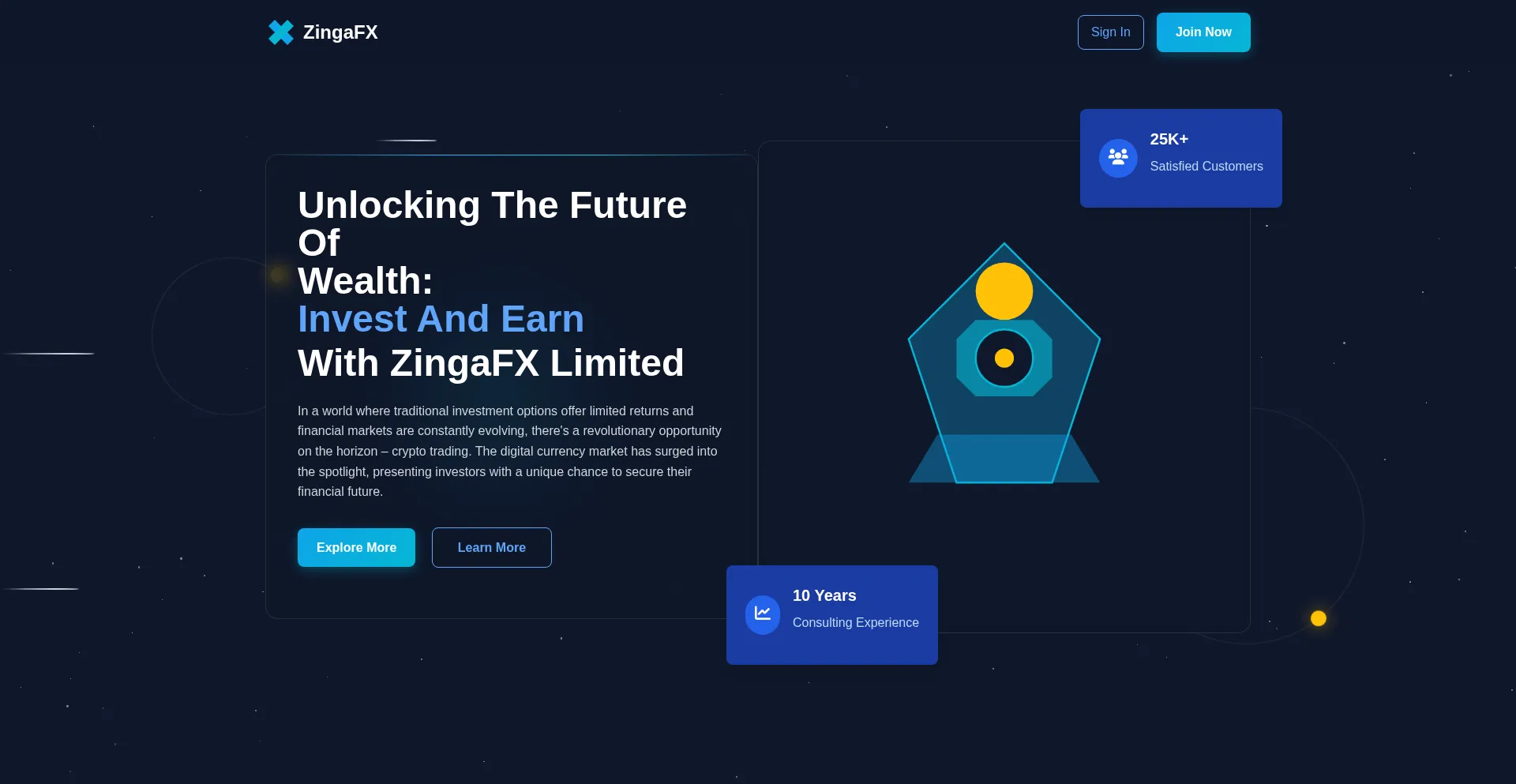 Website screenshot of Zingafx.pro