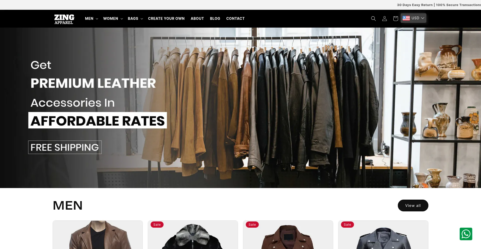 Website screenshot of Zingapparel.com