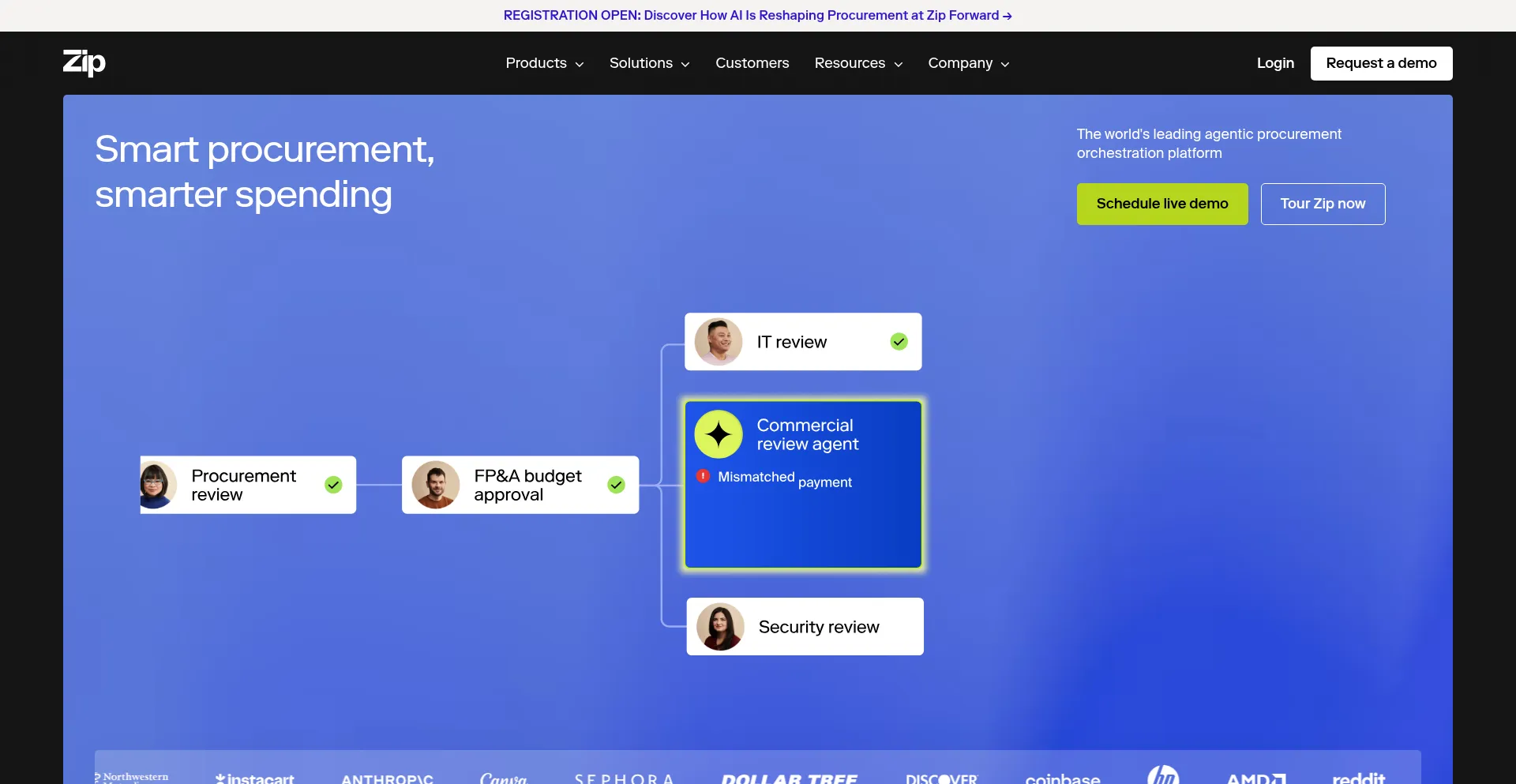 Website screenshot of Ziphq.com