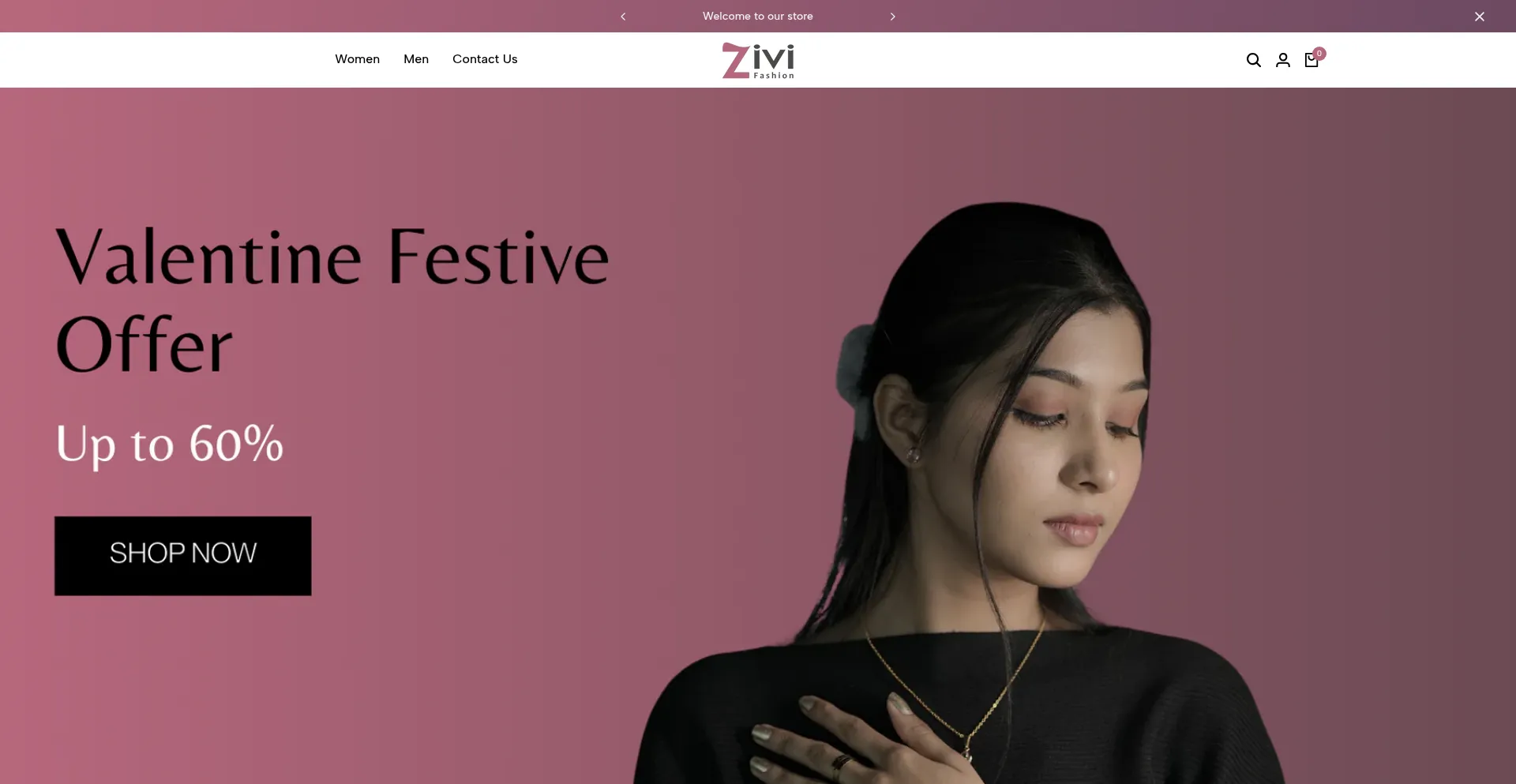 Website screenshot of Zivifashion.com