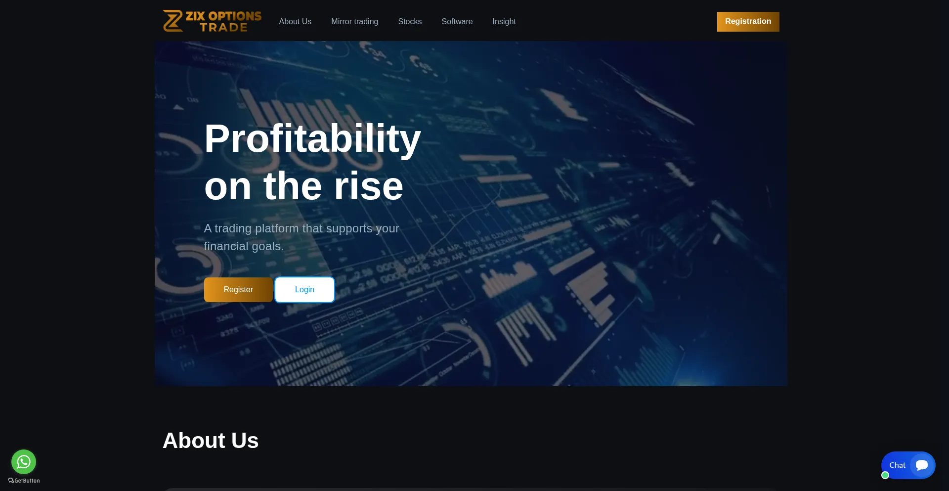 Website screenshot of Zixoptionstrade.com