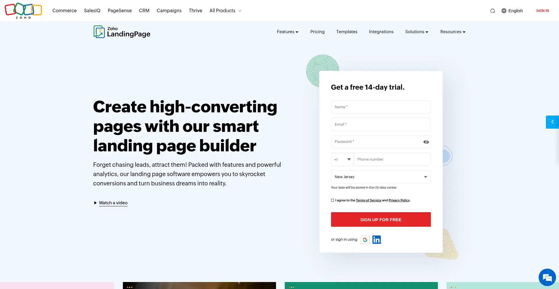 Zoholandingpage.com