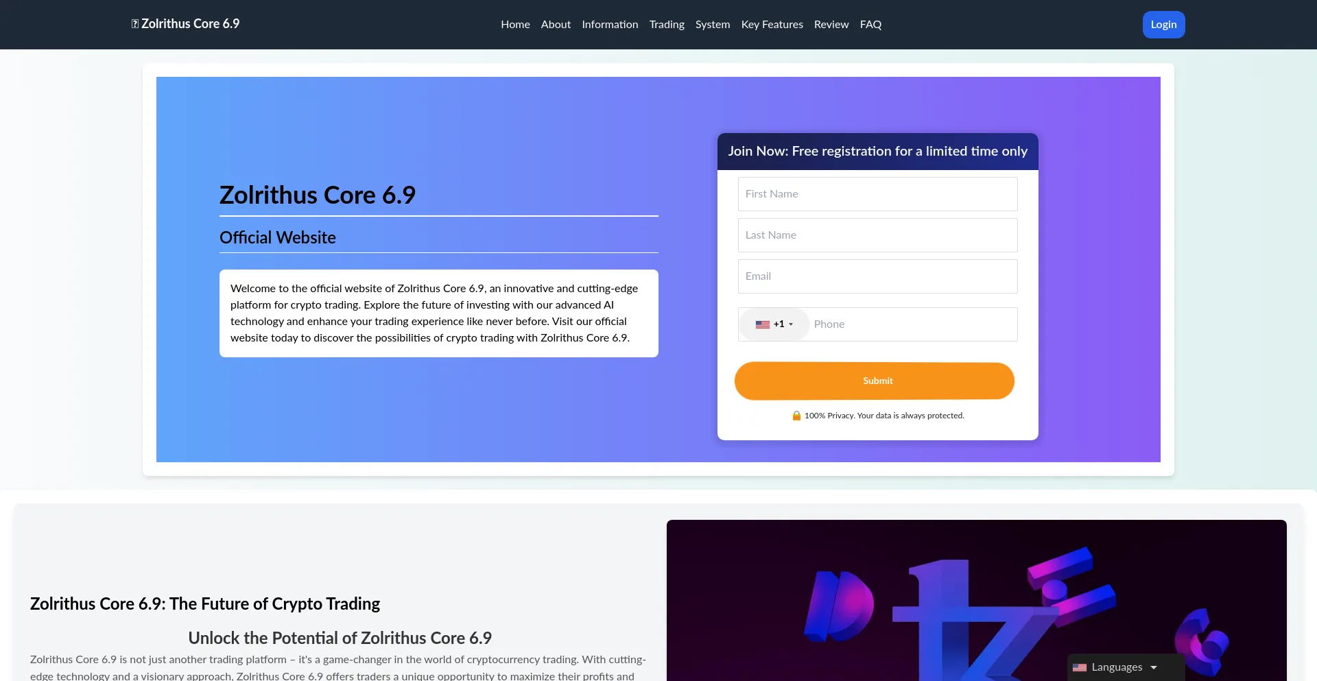 Website screenshot of Zolrithuscore69.com