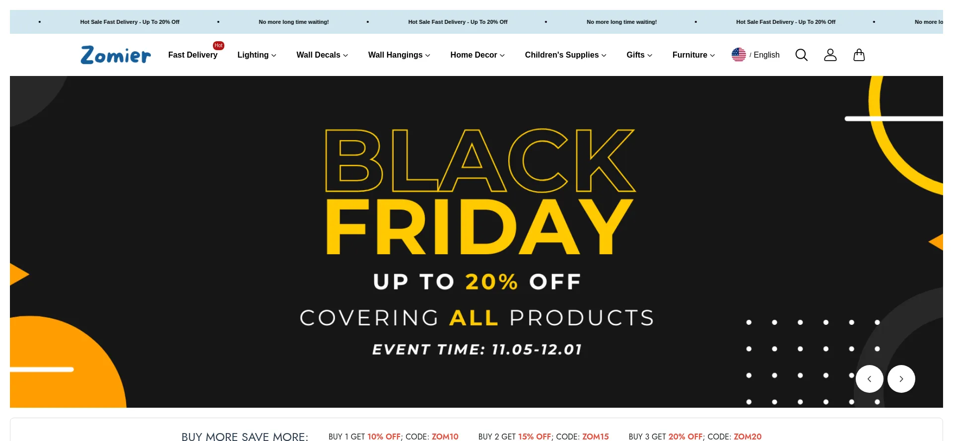 Website screenshot of Zomier.com